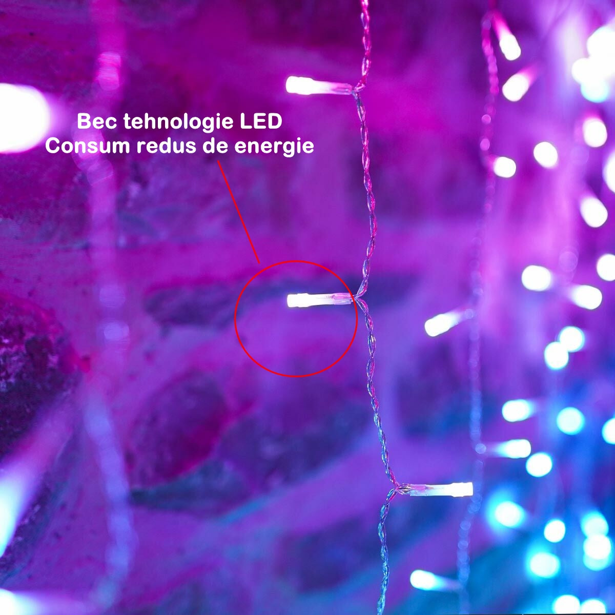 Instalatie Craciun , Tip Perdea, 3mx3 m, 320LED-uri,8 Jocuri de Lumini