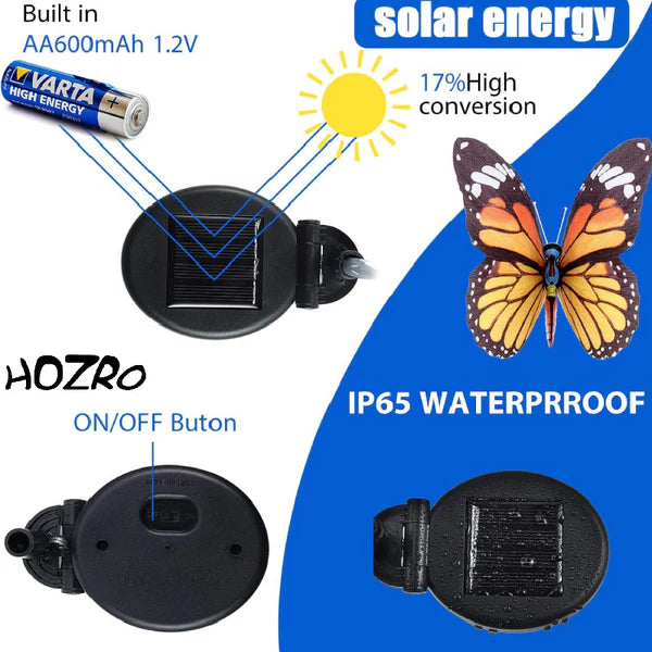 Set 2 Lampi Solare STARTOP , Rezistente la Apă, cu Lumină LED în Formă de Fluture, Ideale pentru Grădină și Decor Extern