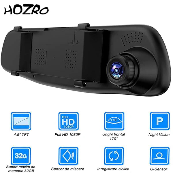 Camera Auto HOZRO, Dual-Zone Fata, Spate, 4.5", Full HD, camera marsarier, Ecran LED, Negru