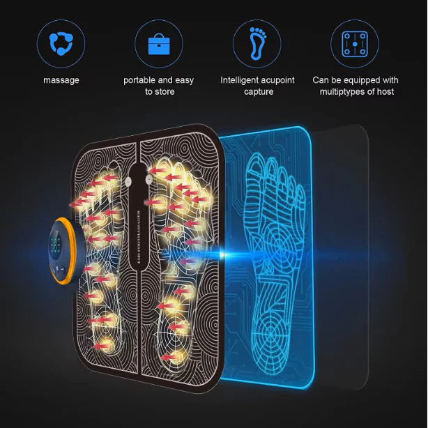 2x Aparate Masaj Inteligent STARTOP , Pentru Picioare EMS, Cu Stimulare Musculara si Terapie de Acupunctura, 8 Moduri, 19 Intensitati, Incarcare USB