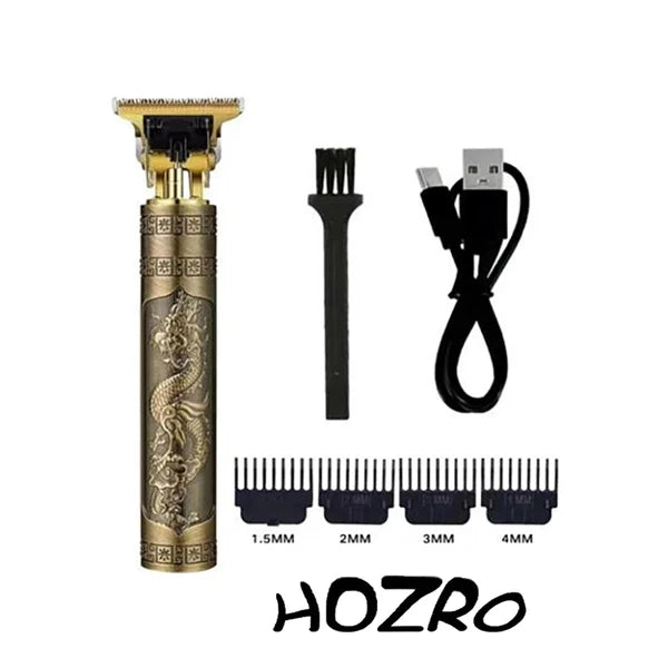 Masina de tuns STARTOP , cu acumulator, 5W, trimmer, model dragon, 5 marimi, incarcare USB, Auriu negru