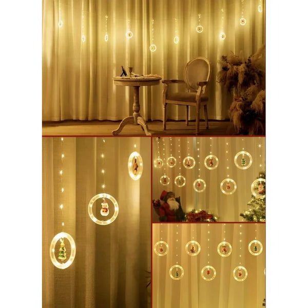 Instalatie de Craciun , tip Perdea LED cu Figurine Decorative, 3m x 0.5m