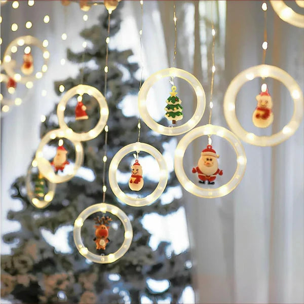 Instalatie de Craciun , tip Perdea LED cu Figurine Decorative, 3m x 0.5m