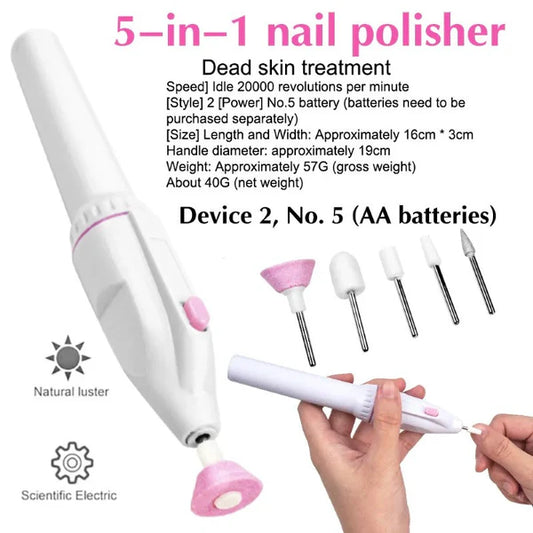 Pila electrica HOZRO, pentru unghii, set mani pedi, cu capetele interschimbabile si doua pile pentru calcai, alb
