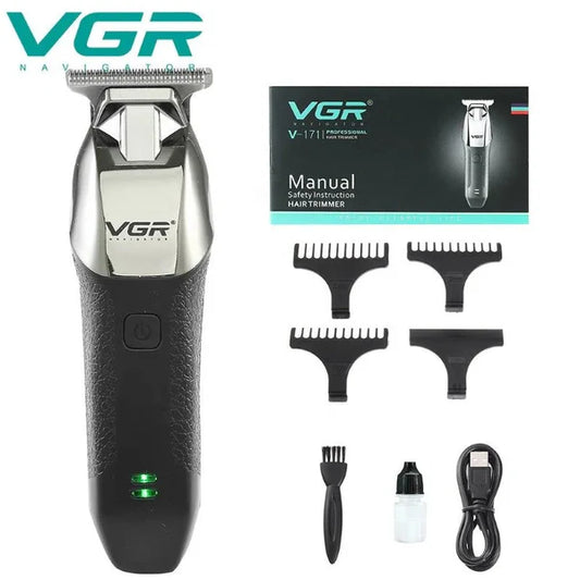 Mașină de Tuns VGR V-171 – Autonomie 240 min, USB, Lamă Inox, Negru/Argintiu