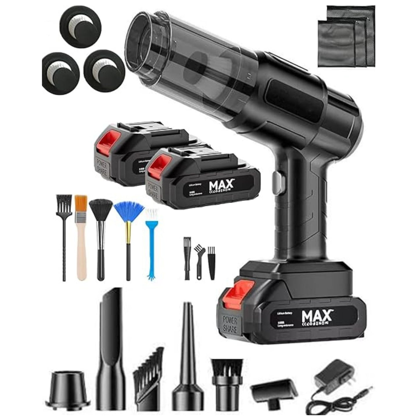 Aspirator Auto 6 în 1 Fără Fir, 100W, cu Filtru HEPA, Funcții Aspirare, Suflare și Vidare