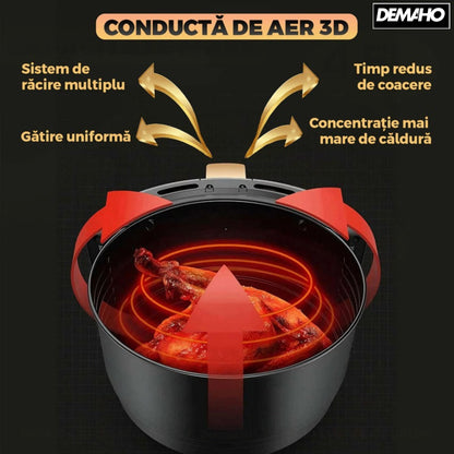 Friteuză cu Aer Cald 6L Fără Ulei, Air Fryer Digital, Programe Automate, Tehnologie Eliminare Grăsime