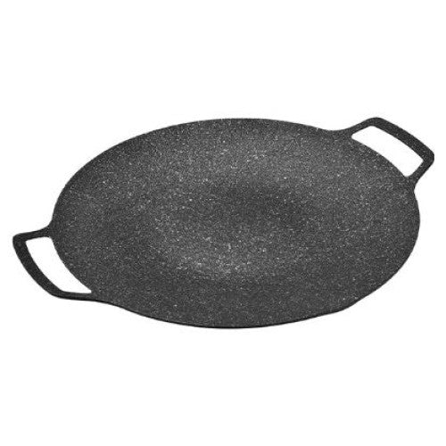 Plită Rotundă Coreeană STARTOP , pentru Grătar, Diametru 32 cm – Tigaie Grill din Fontă cu Canale de Scurgere, Ideală pentru Carne, Legume și BBQ în Stil Asiatic