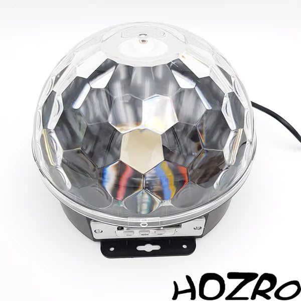 Glob Disco HOZRO, Cu Joc Rotativ De Lumini , Bluetooth , LED RGB , Difuzor , USB, Card, Redare Muzica , Telecomanda , Putere 20W