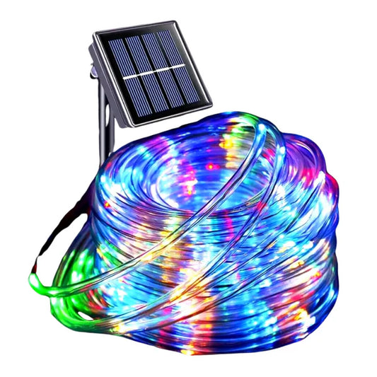 Furtun Luminos LED , pentru Exterior cu Incarcare Solara 10M - 60LED - Ideala pentru Gradina, Pom si Decor de Sarbatori, Lumina Multicolor
