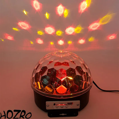 Glob Disco HOZRO, Cu Joc Rotativ De Lumini , Bluetooth , LED RGB , Difuzor , USB, Card, Redare Muzica , Telecomanda , Putere 20W
