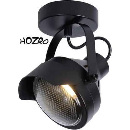 Spot luminos, HOZRO, fabricat din otel, Putere maxima 35W, directie lumina reglabila, Negru