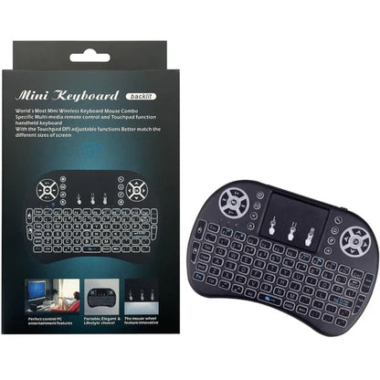 Mini Tastatură Wireless HOZRO, i8 Air – Iluminată, cu Touchpad, Compatibilă cu Android, Windows, Smart TV, TV Box, Mini PC, Laptop, Tabletă – Negru
