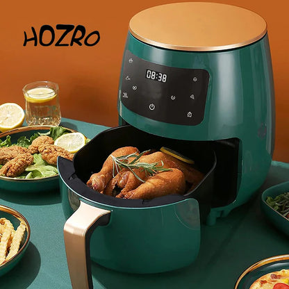 Friteuza cu aer cald, fara ulei, HOZRO Air Fryer, Putere 2400W, capacitate de 6L, Afisaj Digital, 6 Functii de gatire