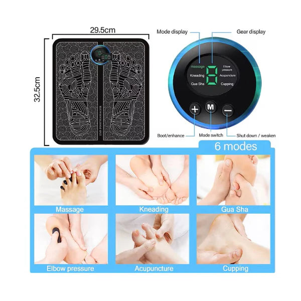 2x Aparate Masaj Inteligent STARTOP , Pentru Picioare EMS, Cu Stimulare Musculara si Terapie de Acupunctura, 8 Moduri, 19 Intensitati, Incarcare USB