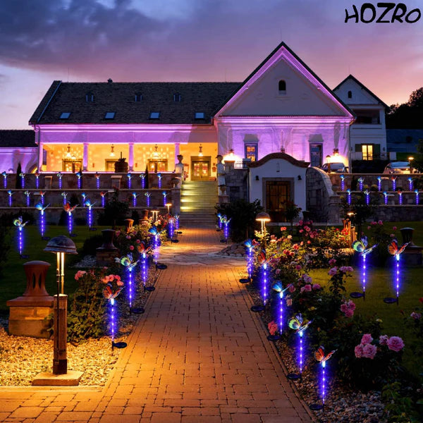 Set 2 Lampi Solare STARTOP , Rezistente la Apă, cu Lumină LED în Formă de Fluture, Ideale pentru Grădină și Decor Extern