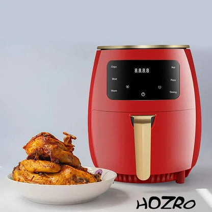 Friteuza cu aer cald, fara ulei, HOZRO Air Fryer, Putere 2400W, capacitate de 6L, Afisaj Digital, 6 Functii de gatire
