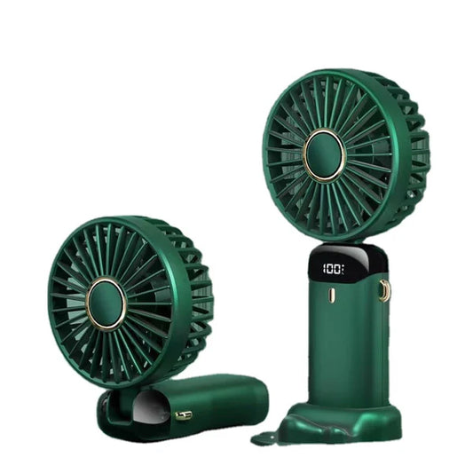 1+1 GRATIS – Ventilator Portabil , 4 în 1 cu Aromaterapie 💨 De Mână, Birou, Gât, LCD, USB, 12h Autonomie, Verde Închis, 4000 mAh