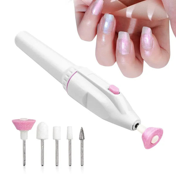 Pila electrica STARTOP , pentru unghii, set mani pedi, cu capetele interschimbabile si doua pile pentru calcai, alb