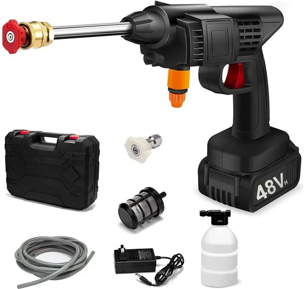 Aparat de spalat cu presiune tip pistol STARTOP , fara fir, 2 acumulatori, 48V, filtru si duze incluse