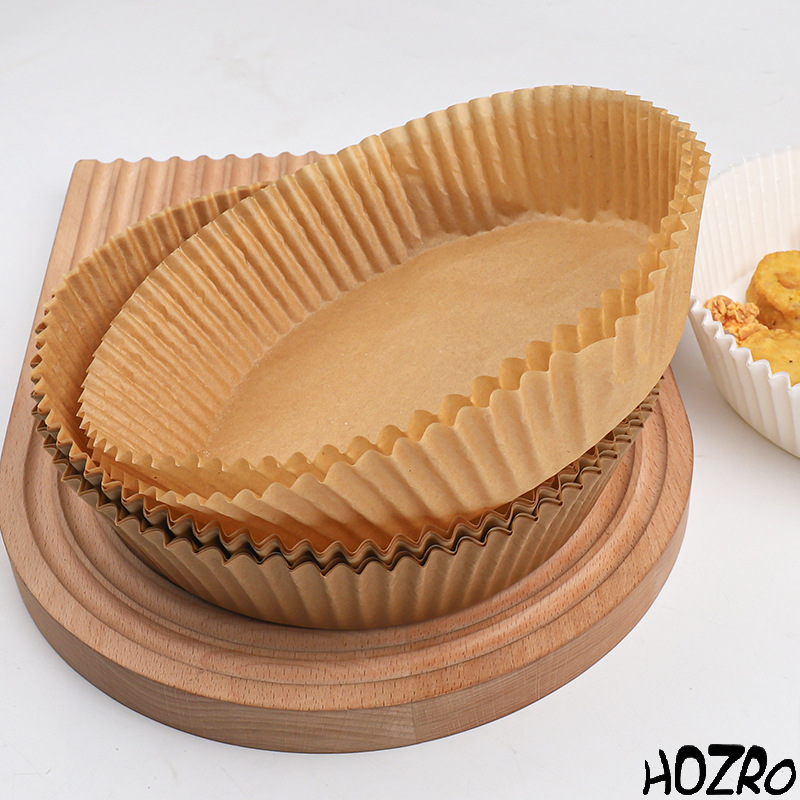Set 100 Foi de Copt HOZRO, pentru Air Fryer – Hârtie Termorezistentă, Maro, 7,9 inch (20 cm), Rotundă, Antiaderentă și Rezistentă la Grăsime, Ideală pentru Gătit Sănătos fără Murdărie HOZRO