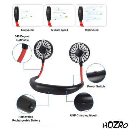 1+1 GRATIS – Ventilator Portabil , pentru Gât, Reîncărcabil și Silențios