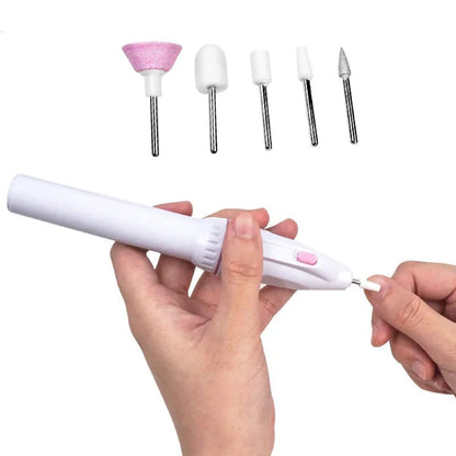 Pila electrica STARTOP , pentru unghii, set mani pedi, cu capetele interschimbabile si doua pile pentru calcai, alb