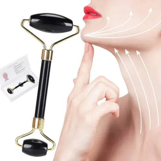 Roller Jad Negru pentru Față – Masaj Facial Natural, Răcoritor și Antirid, Ritual de Frumusețe și Relaxare