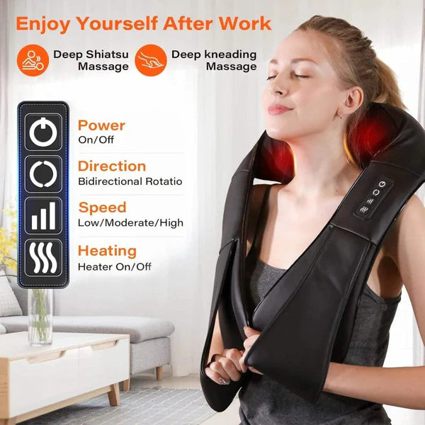 Aparat HOZRO, de Masaj, Shiatsu 3D Bidirecțional – Relaxare Completă pentru Gât, Spate, Umeri, Picioare și Talie
