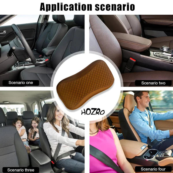 Husă Universală , pentru Cotieră Auto HOZRO, Piele Texturată Carbon, Impermeabilă, Antiderapantă, Bej