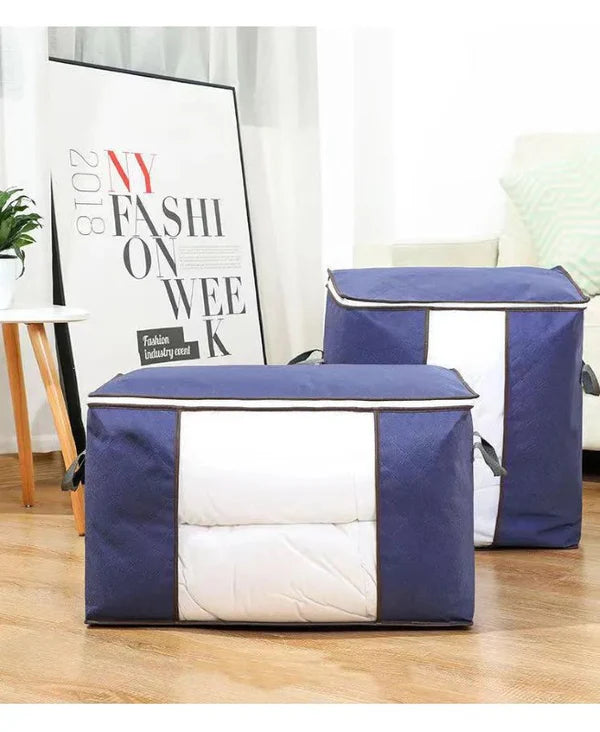 Set 3 Cutii Pliabile HOZRO, pentru Depozitare și Organizare, 60x43x35cm, Albastru, Marimea M