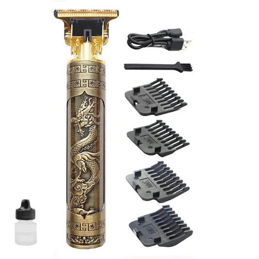 Masina de tuns HOZRO, cu acumulator, 5W, trimmer, model dragon, 5 marimi, incarcare USB, Auriu negru