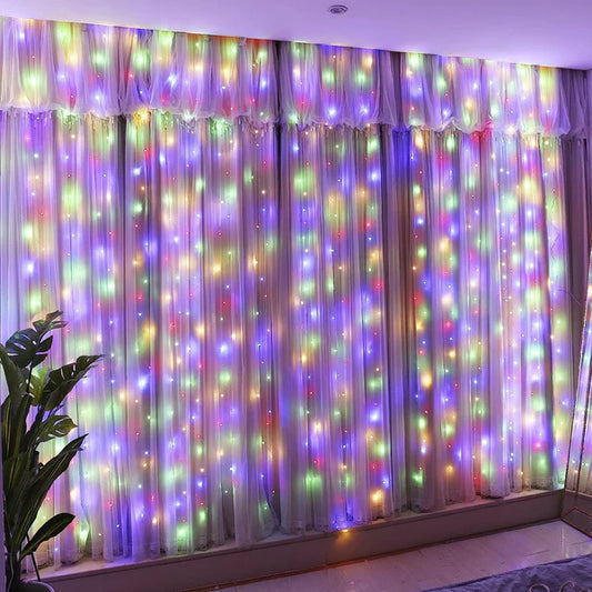 Instalatie Craciun , Tip Perdea, 3mx3 m, 320LED-uri,8 Jocuri de Lumini