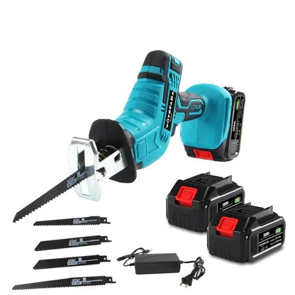 Fierastrau electric tip sabie 7STAR ®, cu 2 acumulatori 48V 5000 mAh, 4 panze, valiza de transport, Albastru