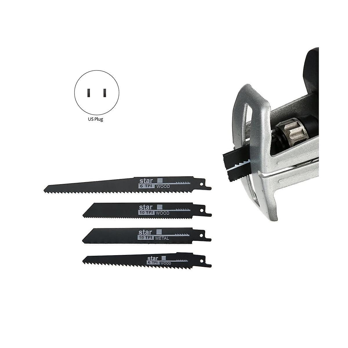 Fierastrau electric tip sabie 7STAR ®, cu 2 acumulatori 48V 5000 mAh, 4 panze, valiza de transport, Albastru