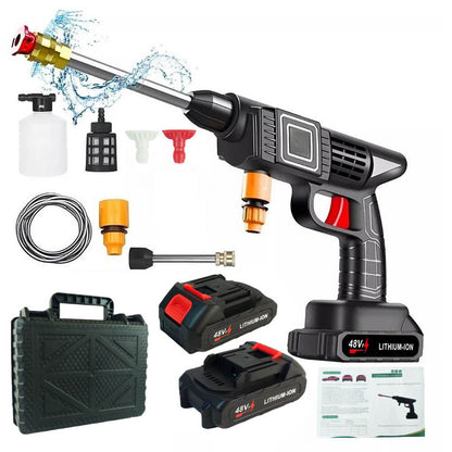 Aparat de Spălat cu Presiune Portabil Fără Fir, 500W, 2 Baterii 48V, 30 Bar, 8L/min – Valiză & Accesorii Incluse