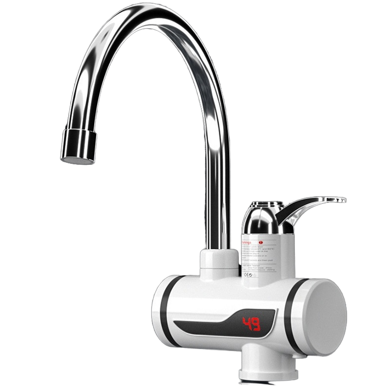 Robinet Electric cu Încălzire Instantanee a Apei, 3KW, Afișaj LCD Temperatură, Montaj pe Chiuvetă, Debit 1.5 L/min, Alb