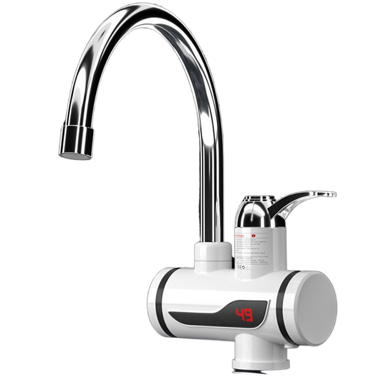 Robinet Electric cu Încălzire Instantanee a Apei, 3KW, Afișaj LCD Temperatură, Montaj pe Chiuvetă, Debit 1.5 L/min, Alb