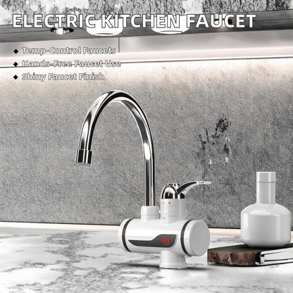 Robinet Electric cu Încălzire Instantanee a Apei, 3KW, Afișaj LCD Temperatură, Montaj pe Chiuvetă, Debit 1.5 L/min, Alb