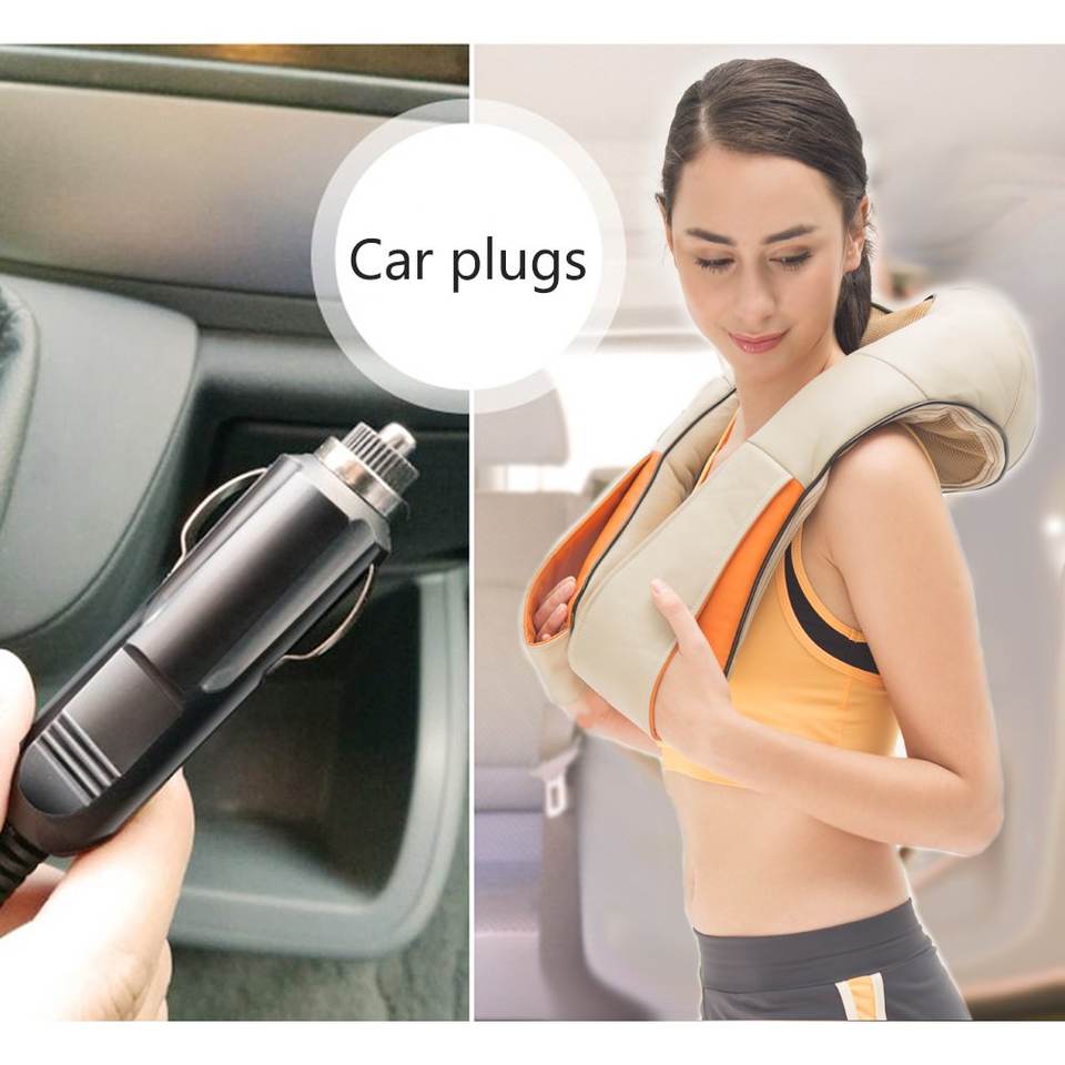 Aparat de Masaj Shiatsu Cervical & Lombar cu Role 3D, Încălzire Infraroșu, Rotire Bidirecțională, 3 Intensități – Uz Casnic & Auto