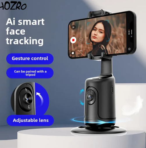 Suport Telefon Inteligent HOZRO, cu Rotire 360°, Urmărire Automată a Feței prin AI, Stabilizare Vlogging & Live Video – Ideal pentru TikTok, YouTube, Conferințe și Streaming