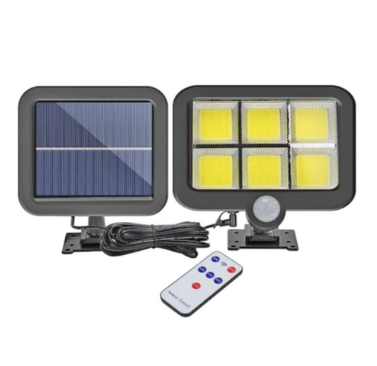 Lampa solara cu panou solar, 6 COB , putere 250 W,  cu senzor de miscare, suport si telecomanda