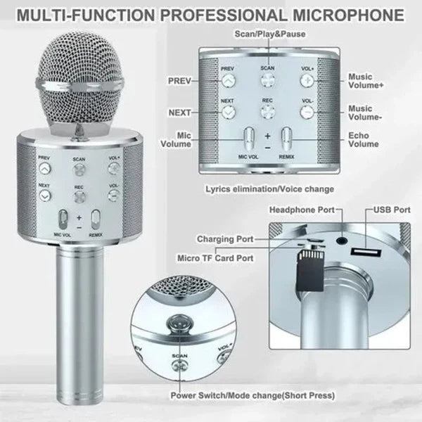 Microfon Wireless HOZRO, pentru Karaoke cu Bluetooth