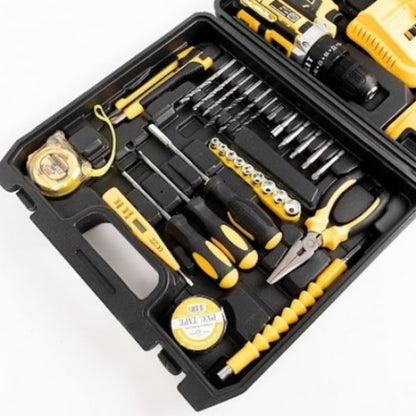 Bormasina de gaurit si insurubat cu acumulator, 7STAR ® cu percutie, autofiletanta, 30 accesorii, 2 acumulatori, 36V 8.0 Ah, 500W, statie incarcare, valiza transport, design modern, Galben/Negru [4]