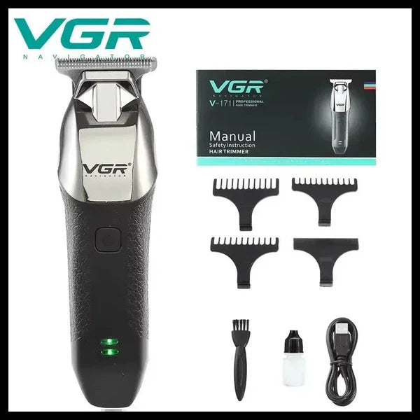 Mașină de Tuns VGR V-171 – Autonomie 240 min, USB, Lamă Inox, Negru/Argintiu