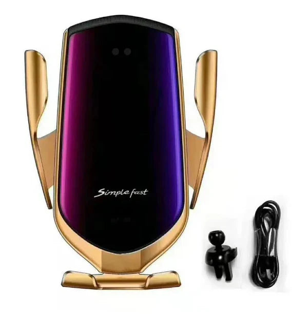 Suport auto HOZRO, pentru telefon, cu incarcare wireless, Model R1, Auriu