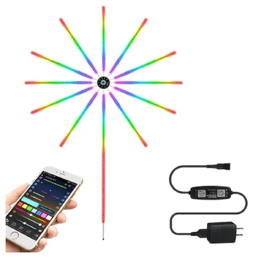 Instalatie LED Smart , RGB, Muzica, 2m, telecomanda si control din smartphone, multicolor, Model Artificii