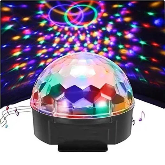 Glob Disco HOZRO, Cu Joc Rotativ De Lumini , Bluetooth , LED RGB , Difuzor , USB, Card, Redare Muzica , Telecomanda , Putere 20W