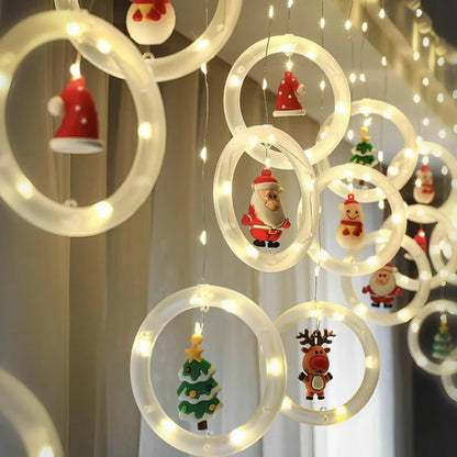 Instalatie de Craciun , tip Perdea LED cu Figurine Decorative, 3m x 0.5m