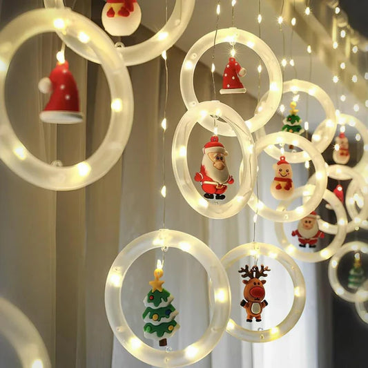 Instalatie de Craciun , tip Perdea LED cu Figurine Decorative, 3m x 0.5m